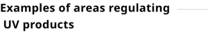 Examples of areas regulating  UV products