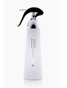 A white spray bottle with a silver lid and text that reads, “Lissage”, “An aging care line from the collagen experts”, and “Skinmaintenizer”.