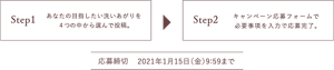 Step1 あなたの目指したい洗いあがりを 4つの中から選んで投稿。 Step2 キャンペーン応募フォームで 必要事項を入力で応募完了。