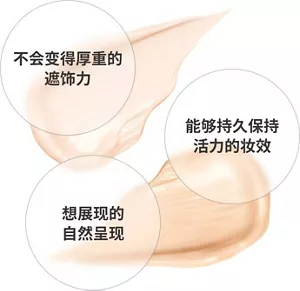 不会变得厚重的 遮饰力、能够持久保持 活力的妆效、想展现的自然呈现