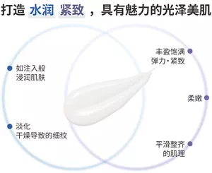 打造水润 紧致,具有魅力的光泽美肌 丰盈饱满 弹力・紧致 柔嫩 平滑整齐的肌理 淡化干燥导致的细纹 如注入般浸润肌肤