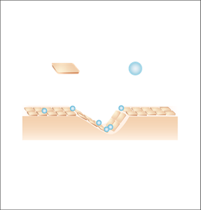 Skin is repainted in a single swipe like a filtering effect. Coverage filter formula <Opaque plate-like particles> Solid Coverage + <Hard spherical particles> Evenly spreads in a single swipe <Illustration> The two types of particles provide filtering-like effects that repaint and flatter the skin in a single swipe by providing coverage and spreading lightly to transform skin to a beautiful finish with even coverage.