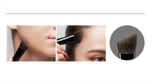 下巴輪廓線、打亮、腮紅均適用的萬用款 下巴輪廓線 髮際 使用場景 縱向橫向皆採斜角設計的 筆刷形狀,貼合臉部凹凸