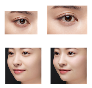 遮蓋毛孔與膚色不均(01) Before After 妝效示意圖 提升血色感(PK) Before After 妝效示意圖