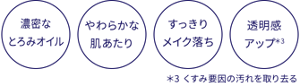 濃密なとろみオイル やわらかな肌あたり すっきりメイク落ち くすみ要因の汚れを取り去り、透明感アップ