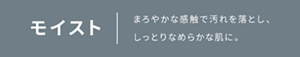 モイスト まろやかな感触で汚れを落とし、しっとりなめらかな肌に。