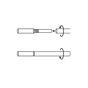 Illustration showing how to insert and attach a refill