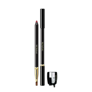 Lip Pencil colour 01 Actress Red : a two end black pencil with an integrated brush and pull-off caps and additional sharpener