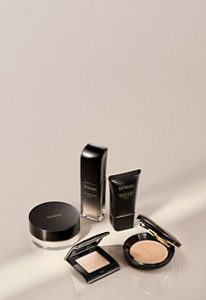 FOUNDATION products displayed on beige background.