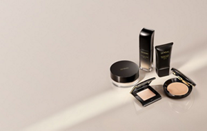 FOUNDATION products displayed on beige background.