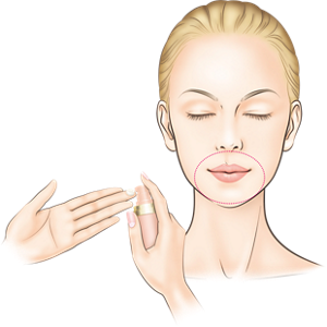 ilustrating step 1 application of Total Lip Treatment