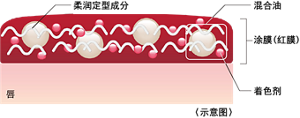 显色润泽唇膏的涂膜示意图