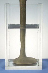 右写真が添加、セメント飛散なし。