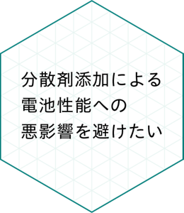 分散剤添加による電池性能への悪影響を避けたい