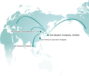 Diagram of Kao Quaker's overseas expansion