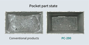 Figure comparing the condition of the pockets of PC-290 and conventional products