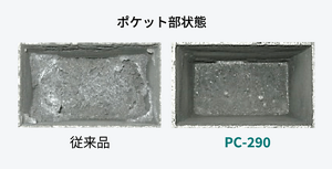 PC-290と従来品のポケット部の状態を比較した図