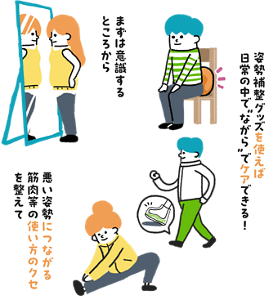 良い姿勢を日常から意識している図