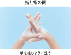 指と指の間 手を組むように洗う