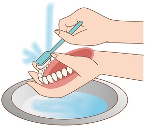 図:入れ歯の洗い方のイラスト