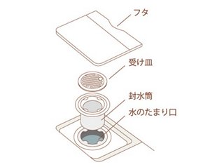 排水口の構造のイラスト