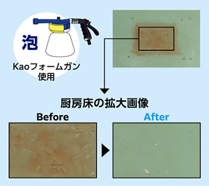 泡 Kaoフォームガン使用の厨房床の拡大画像