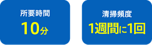 所要時間は10分 清掃頻度は1週間に1回