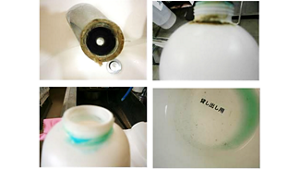 不衛生な手洗い石けんのボトルの画像。