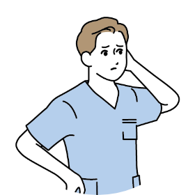 困った表情の男性看護師のイラスト