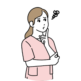 困った表情の女性看護師のイラスト