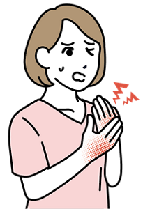 手荒れに困っている女性のイラスト