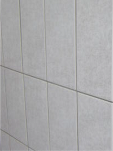 「バスマジックリン SUPER CLEAN 業務用」を使用した防カビ効果の検証開始から5週間経過した壁の写真。タイルの目地に黒カビがほとんど増殖していないことがわかる。