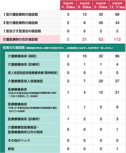 介護医療院の開設状況を表した表。2018年12月31日時点で113カ所の介護医療院が開設されたことがわかる。