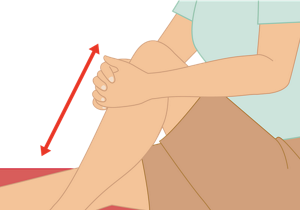 組んだ左右の手を、すねに圧を加えた状態で上下に動かしているイラスト