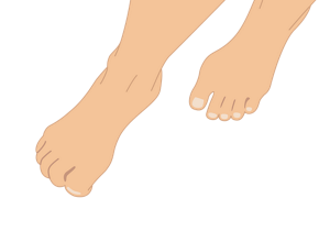 右足の指をすべて曲げているイラスト