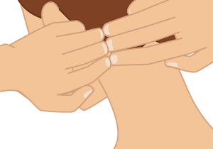 M字をつくった両指先を片側の安眠に当て、圧をかけているイラスト