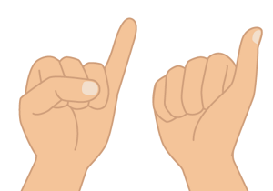 左手の小指を立て右手の親指を立てるイラスト