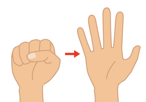 右手でグーパーを行うイラスト