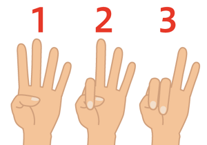 左手で親指から指を折り10まで数えるイラスト