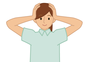両手で頭を触るイラスト