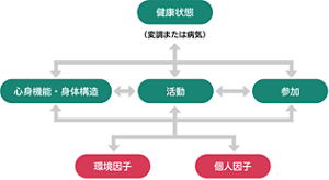 ICFの構成要素間の相互作用を表した図。