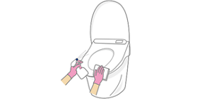 便座を清掃しているイラスト