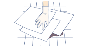 汚物全体の上にペーパーをかぶせているイラスト