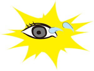 液が目に入ってしまった様子のイラスト