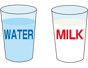 コップに入った水と牛乳のイラスト