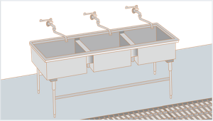 排水溝近くの水道のイラスト