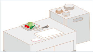 整理整頓された作業台周りイラスト