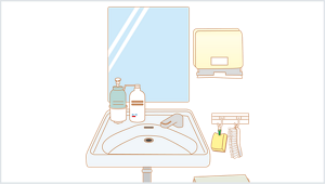 整理整頓された手洗い場周りイラスト