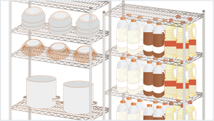 整理整頓された資材置き場イラスト