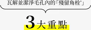 瓦解並潔淨毛孔內的「殘留角栓*」 3大重點